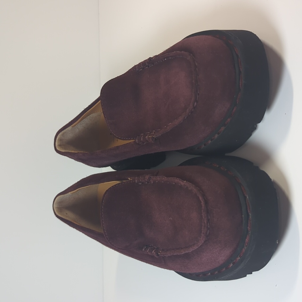 Aquatalia Suede Loafers Burgundy With Black Sole Size 9.5 - Picture 2 of 9